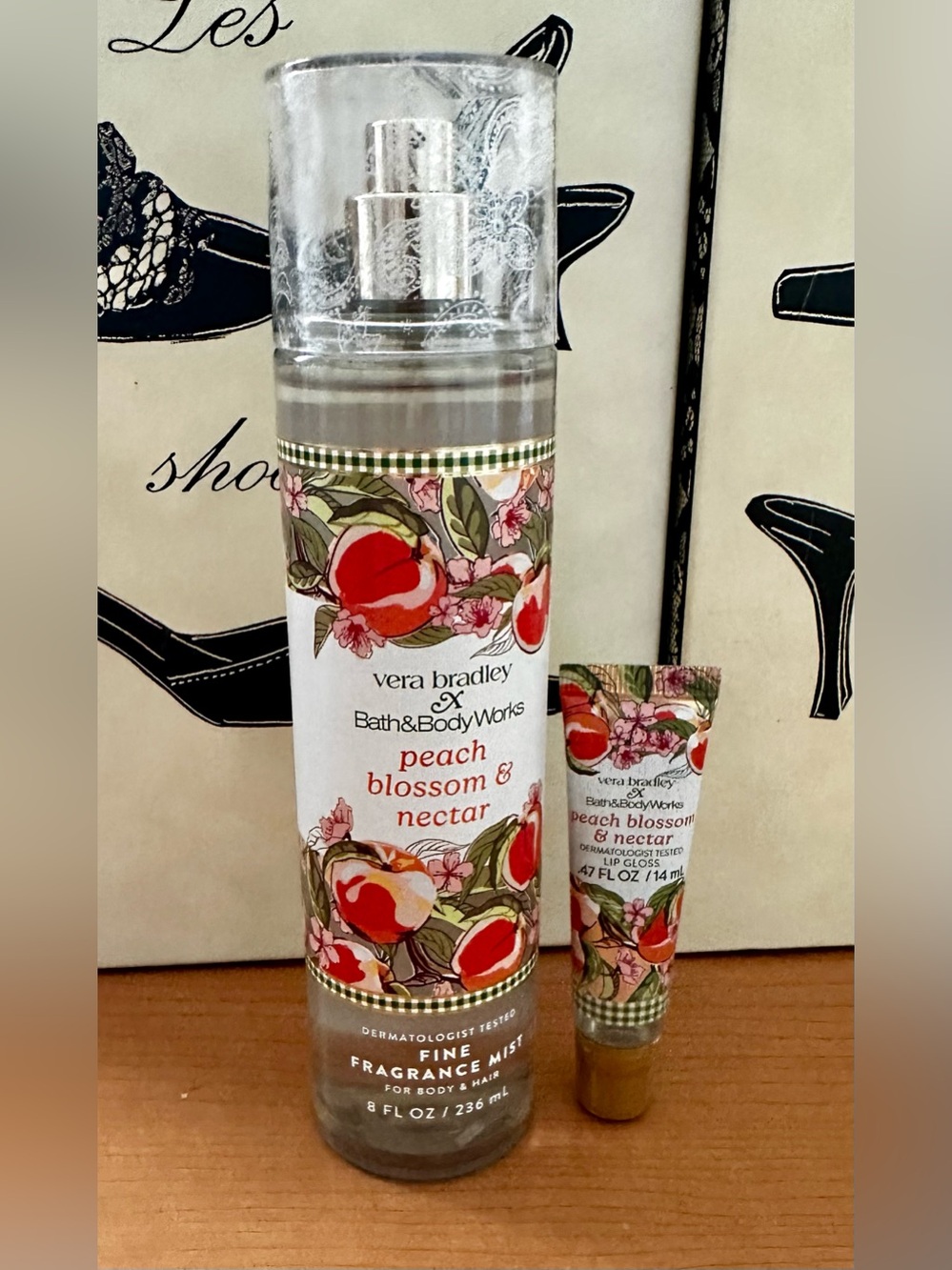 Bath & Body Works Peach Blossom & Nectar Fragrance Mist & Lip Gloss Set